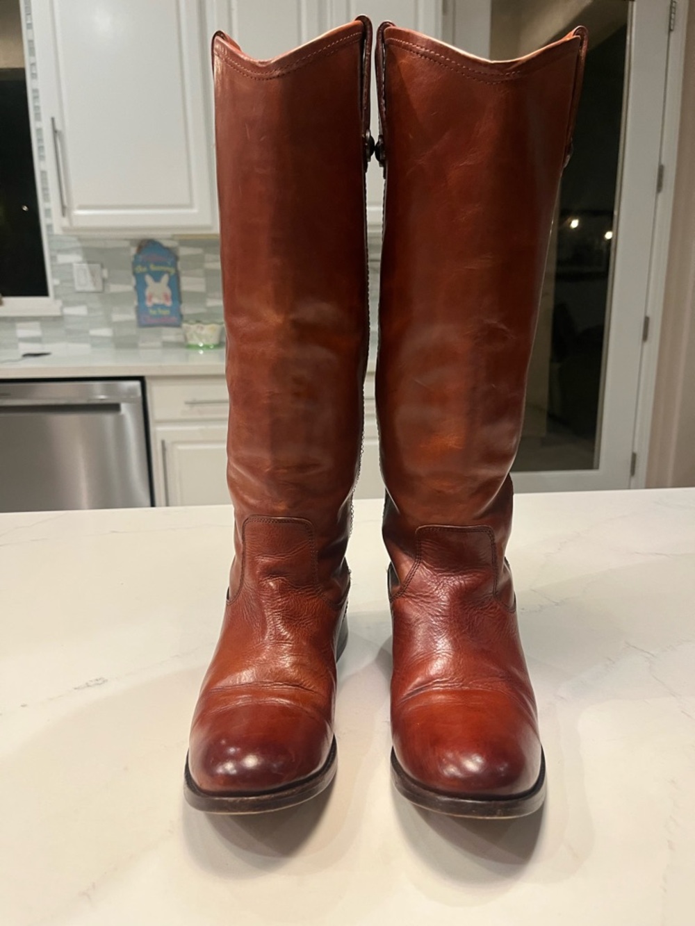 Frye Melissa Button Cognac Leather Boots Size 8B